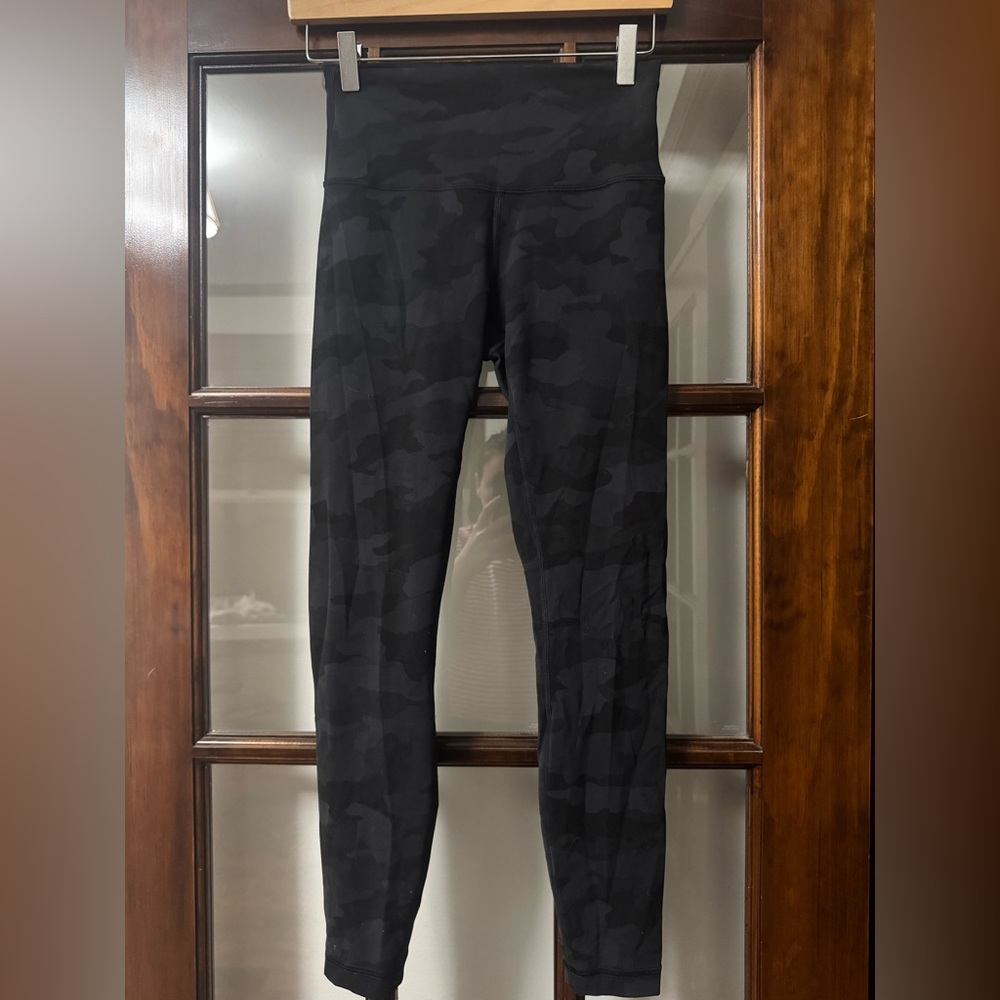 Lululemon Wunder Train Black Camouflage Leggings